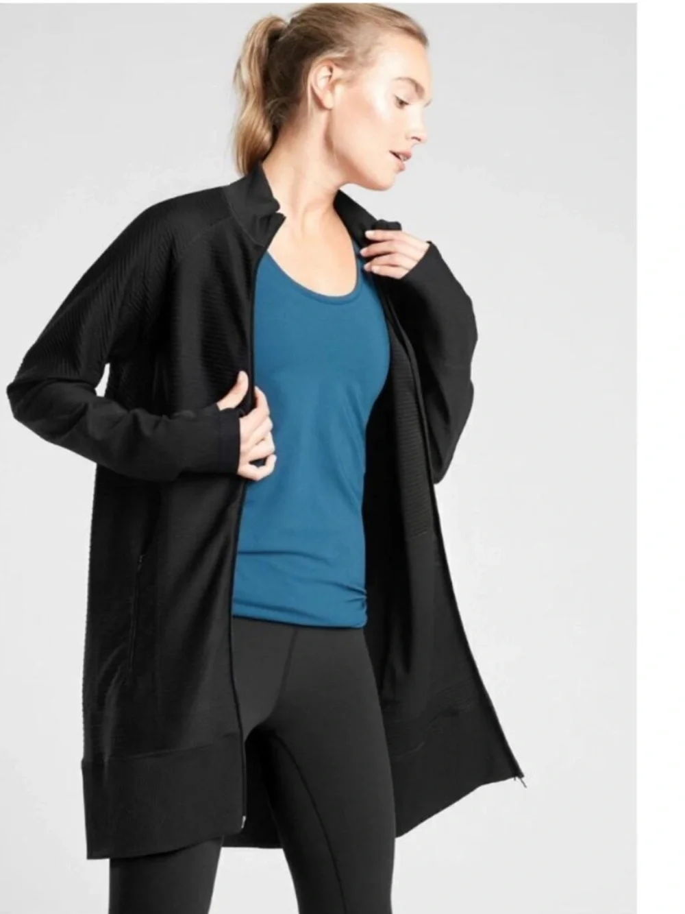 Athleta Rye Jacket Black Ribbed Longline
Sz S - Picture 3 of 7